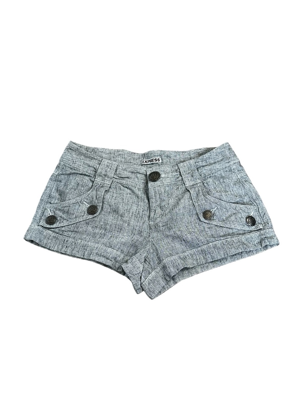 Vintage Express Low Rise Micro Mini Shorts Linen Cotton Y2K Coquette Indie